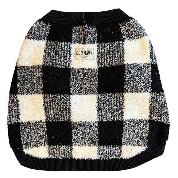 NEW Old Navy Cozy Printed Sweater for Pets in Black Buffalo Plaid SZ Large - Picture 2 of 9